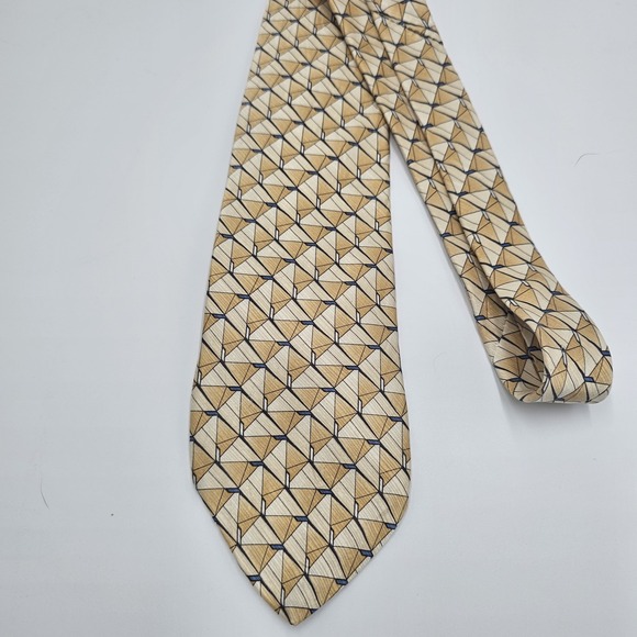 Stafford Other - Stafford 100% Silk Tie Gold Geometric Art Deco Pattern 4" Wide Classic Necktie